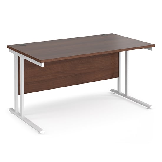 Product photograph of Melor 1400mm Cantilever Wooden Computer Desk In Walnut And White from Furniture in Fashion