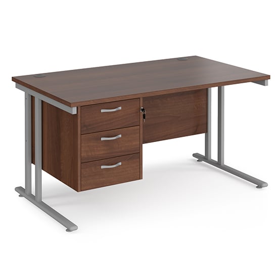 Product photograph of Melor 1400mm Cantilever Computer Desk In Walnut Silver from Furniture in Fashion