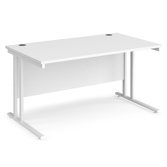 Product photograph of Melor 1400mm Cantilever Legs Wooden Computer Desk In White from Furniture in Fashion