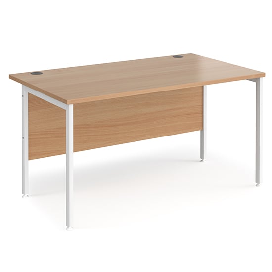 Read more about Melor 1400mm h-frame computer desk in beech and white
