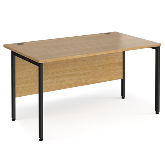 Read more about Melor 1400mm h-frame computer desk in oak and black