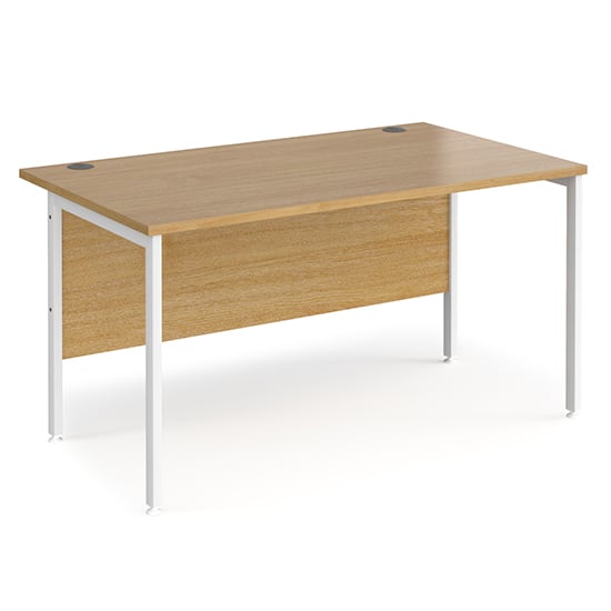 Product photograph of Melor 1400mm H-frame Computer Desk In Oak And White from Furniture in Fashion