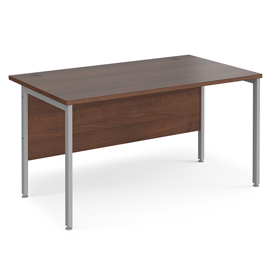 Photo of Melor 1400mm h-frame computer desk in walnut and silver