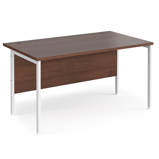 Photo of Melor 1400mm h-frame computer desk in walnut and white