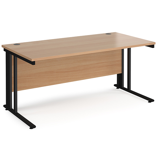 Photo of Melor 1600mm cable managed computer desk in beech and black