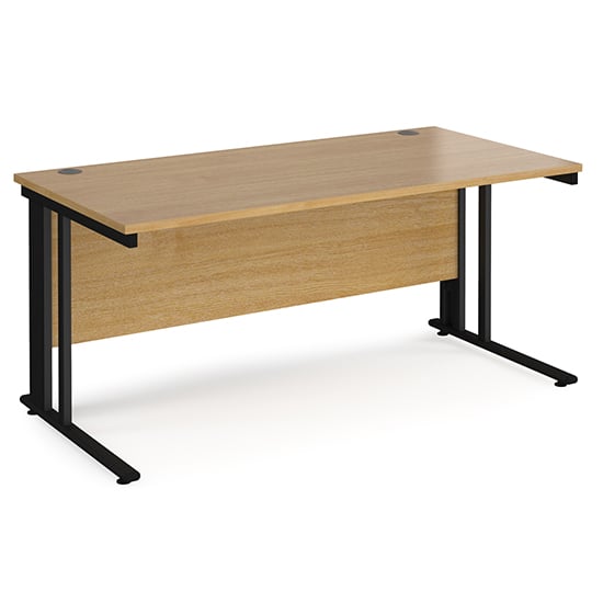 Product photograph of Melor 1600mm Cable Managed Computer Desk In Oak And Black from Furniture in Fashion