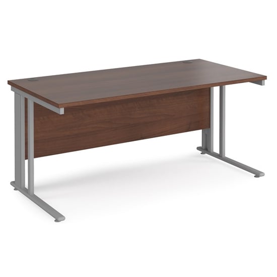 Product photograph of Melor 1600mm Cable Managed Computer Desk In Walnut And Silver from Furniture in Fashion