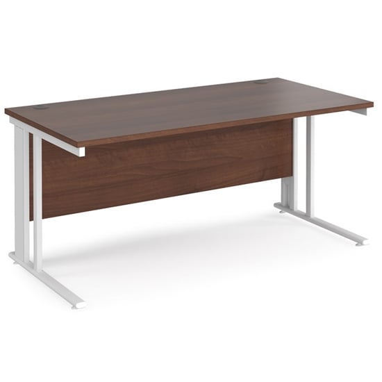 Product photograph of Melor 1600mm Cable Managed Computer Desk In Walnut And White from Furniture in Fashion