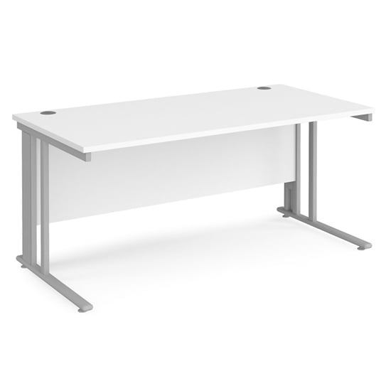 Photo of Melor 1600mm cable managed computer desk in white and silver