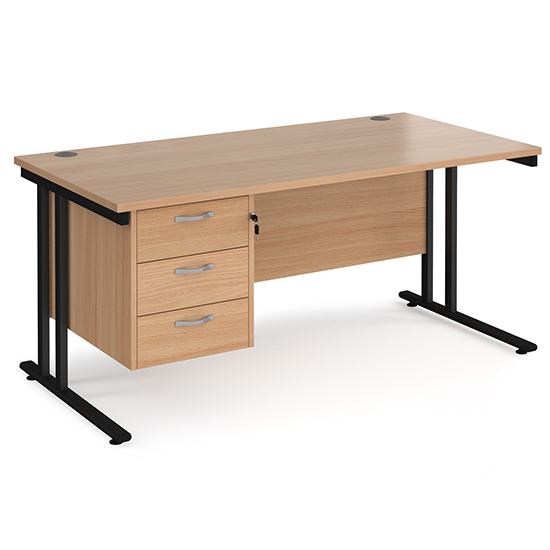 Read more about Melor 1600mm cantilever 3 drawers computer desk in beech black