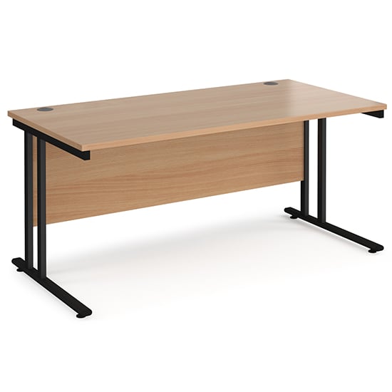 Photo of Melor 1600mm cantilever wooden computer desk in beech and black