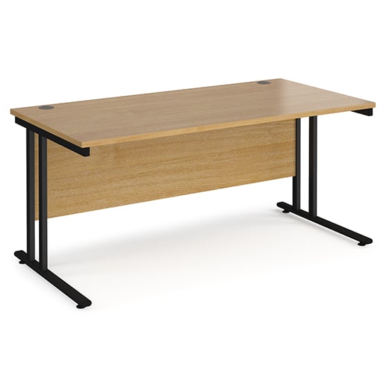 Product photograph of Melor 1600mm Cantilever Wooden Computer Desk In Oak And Black from Furniture in Fashion