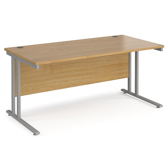 Read more about Melor 1600mm cantilever wooden computer desk in oak and silver