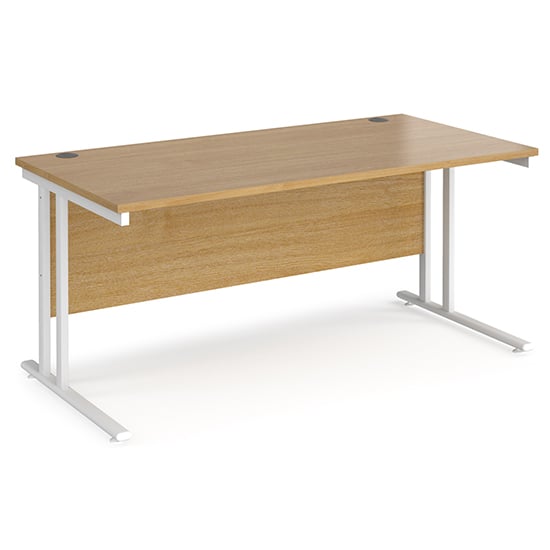 Product photograph of Melor 1600mm Cantilever Wooden Computer Desk In Oak And White from Furniture in Fashion