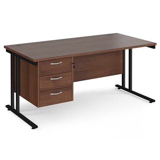 Read more about Melor 1600mm cantilever 3 drawers computer desk in walnut black