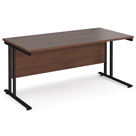 Photo of Melor 1600mm cantilever wooden computer desk in walnut and black