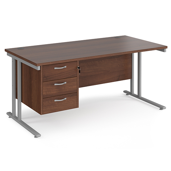 Read more about Melor 1600mm cantilever computer desk in walnut silver