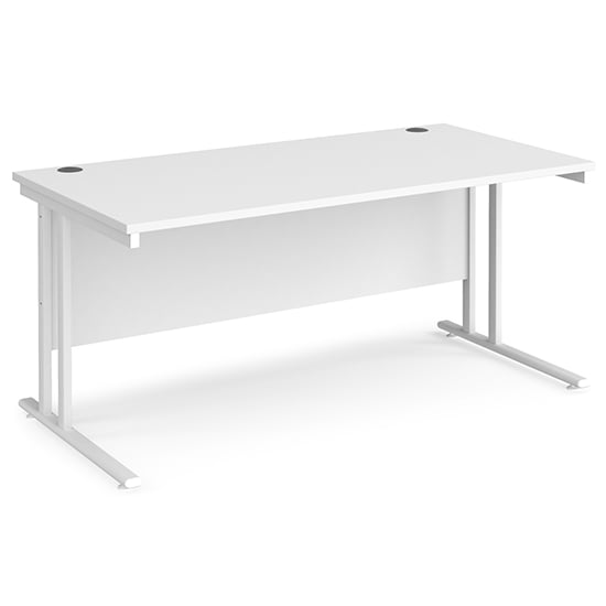 Product photograph of Melor 1600mm Cantilever Legs Wooden Computer Desk In White from Furniture in Fashion