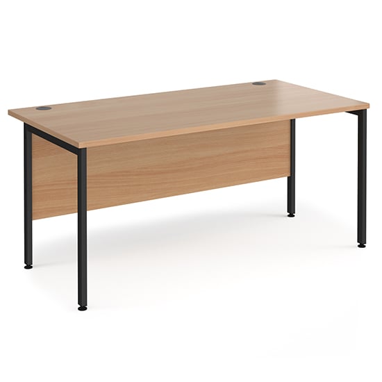Photo of Melor 1600mm h-frame computer desk in beech and black