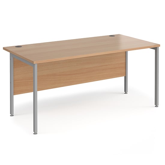 Photo of Melor 1600mm h-frame computer desk in beech and silver