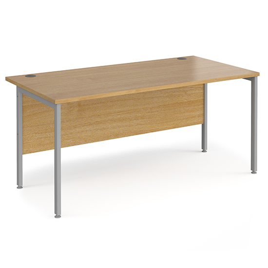 Photo of Melor 1600mm h-frame computer desk in oak and silver