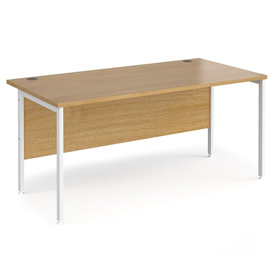 Photo of Melor 1600mm h-frame computer desk in oak and white