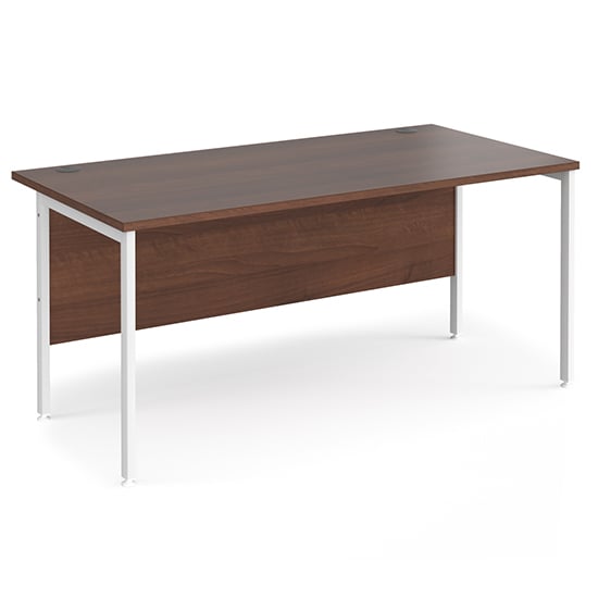 Product photograph of Melor 1600mm H-frame Computer Desk In Walnut And White from Furniture in Fashion