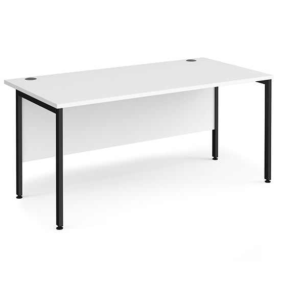 Photo of Melor 1600mm h-frame computer desk in white and black