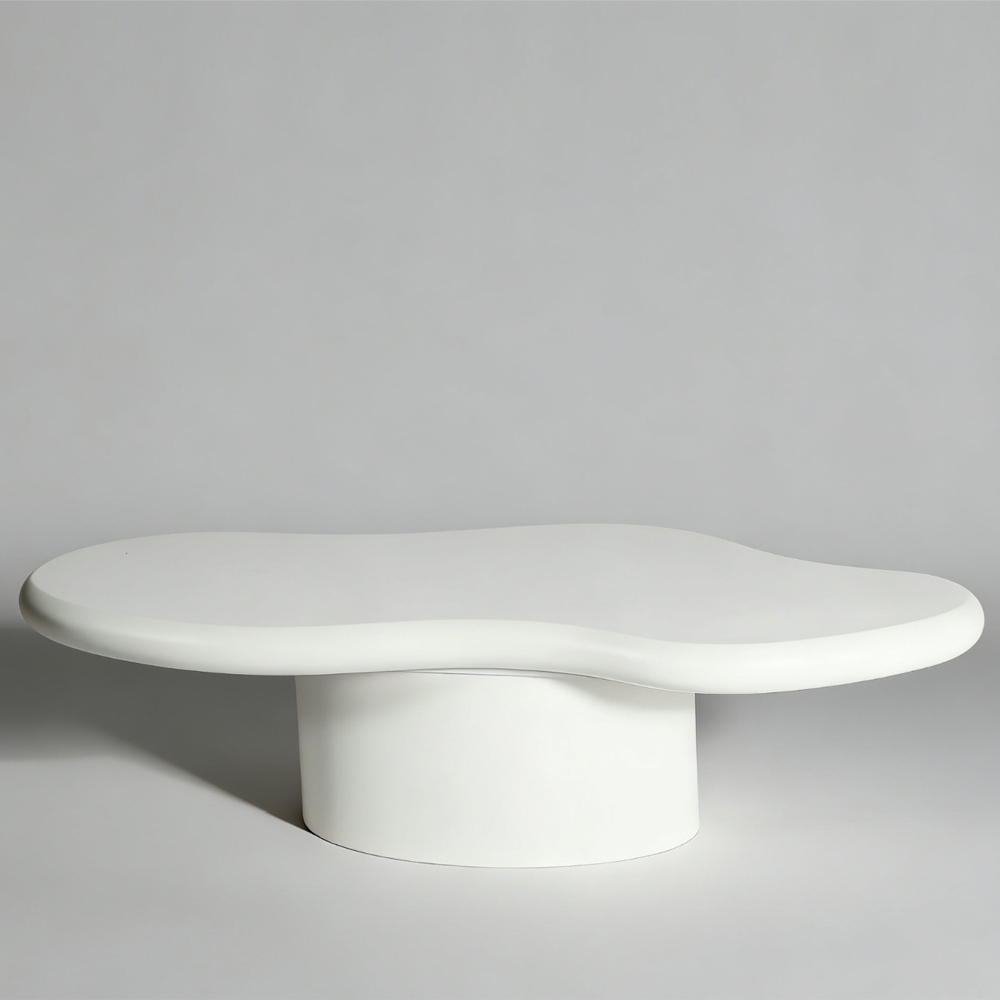 Melqor Round Wooden Coffee Table Set in White