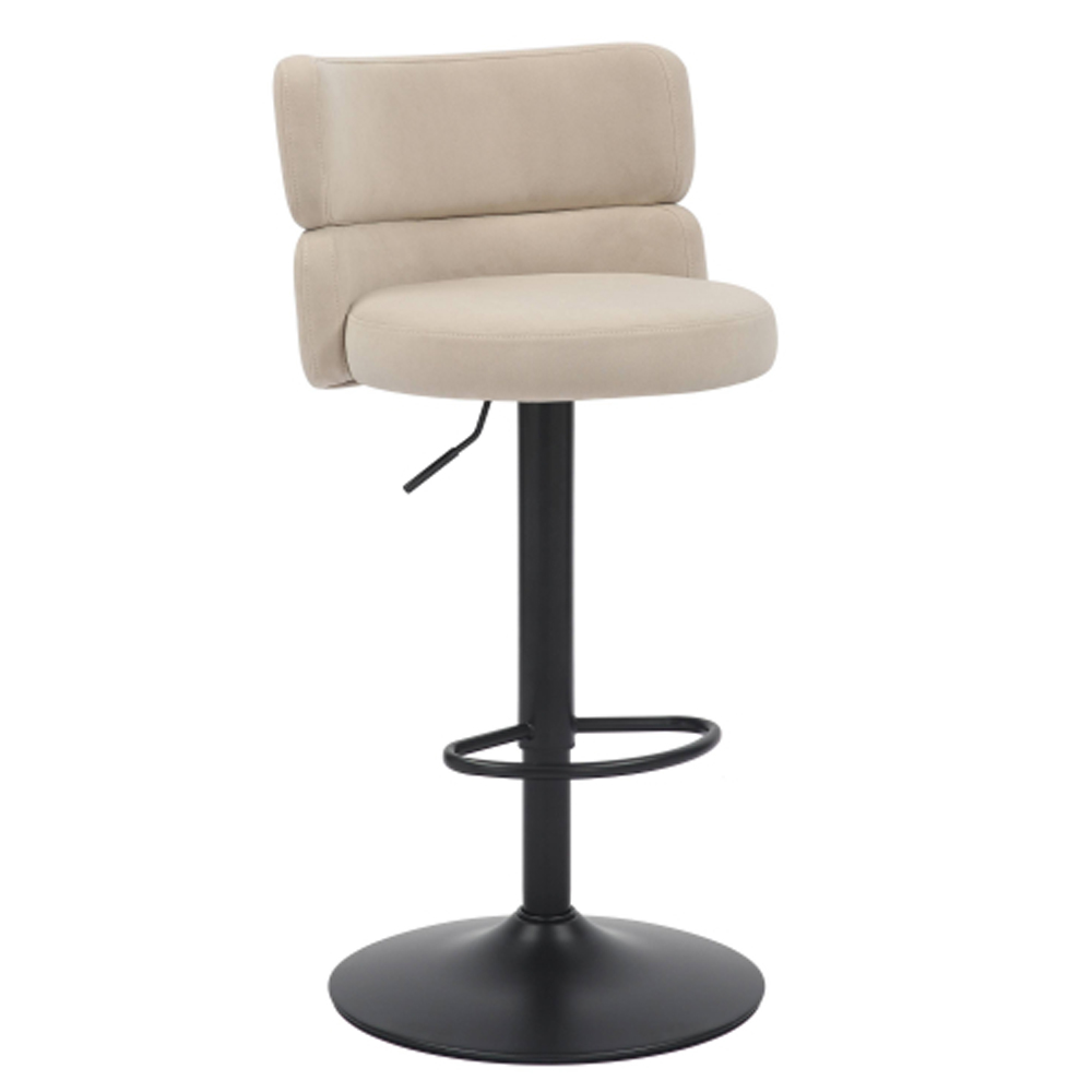 Melrose Cream Velvet Bar Stools with Black Base in Pair