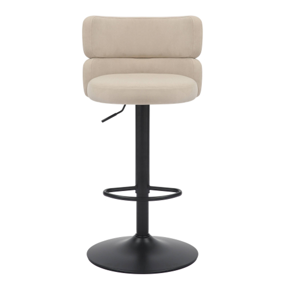 Melrose Cream Velvet Bar Stools with Black Base in Pair