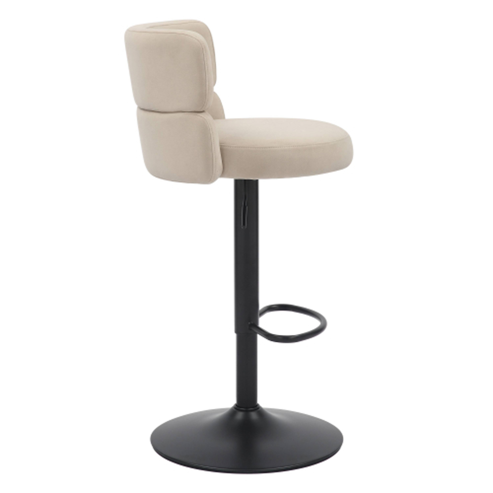 Melrose Cream Velvet Bar Stools with Black Base in Pair