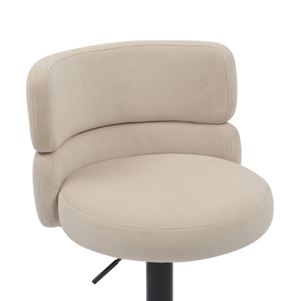 Melrose Cream Velvet Bar Stools with Black Base in Pair