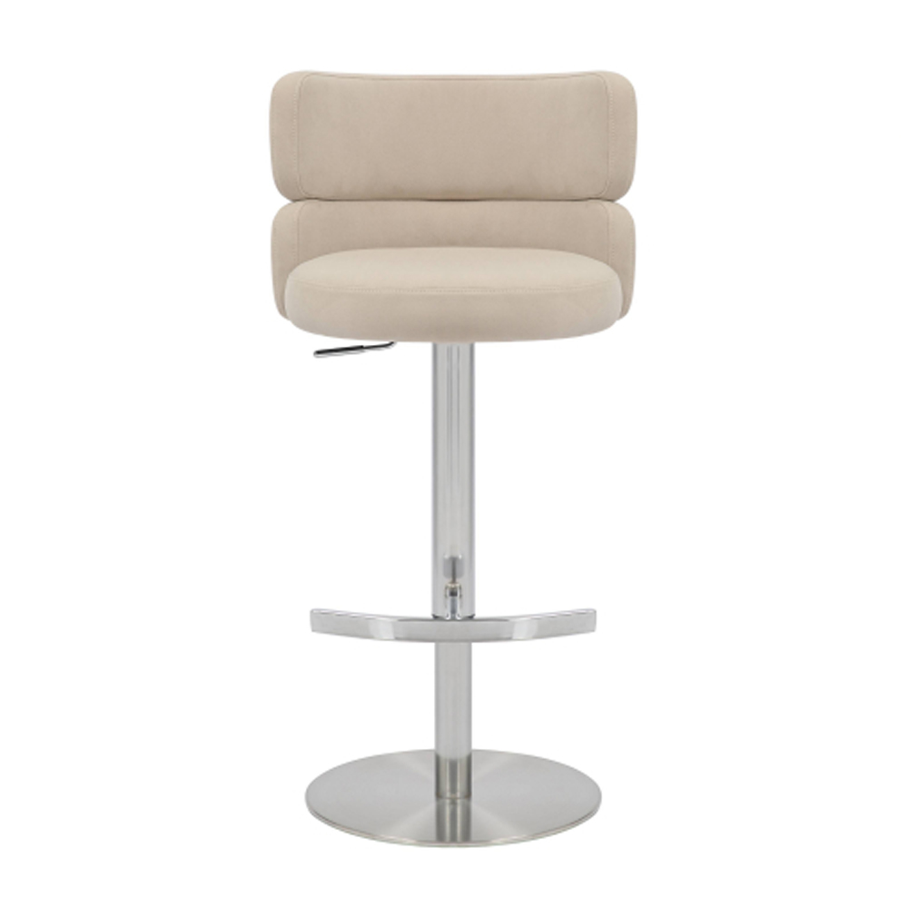 Melrose Cream Velvet Bar Stools with Chrome Base in Pair