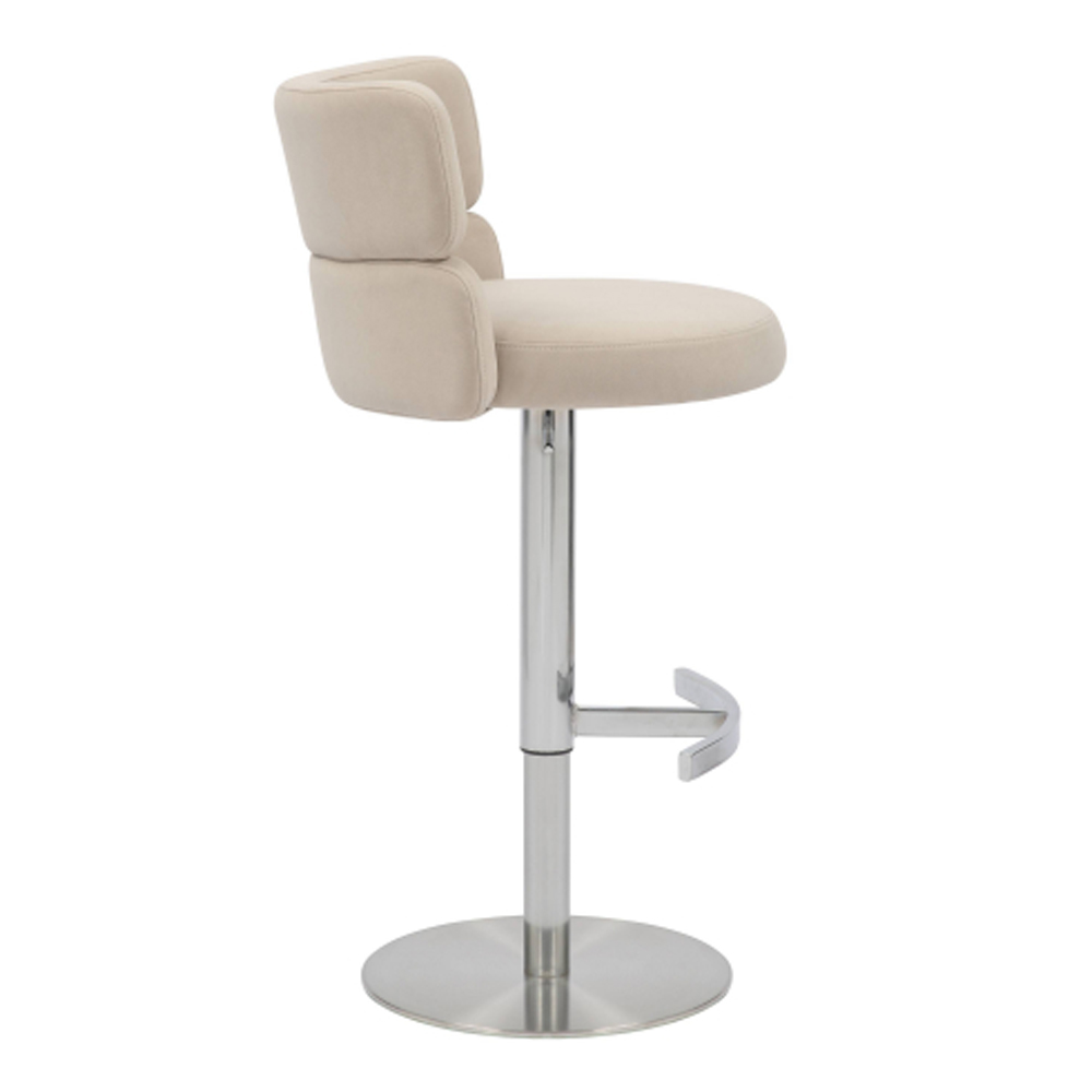 Melrose Cream Velvet Bar Stools with Chrome Base in Pair