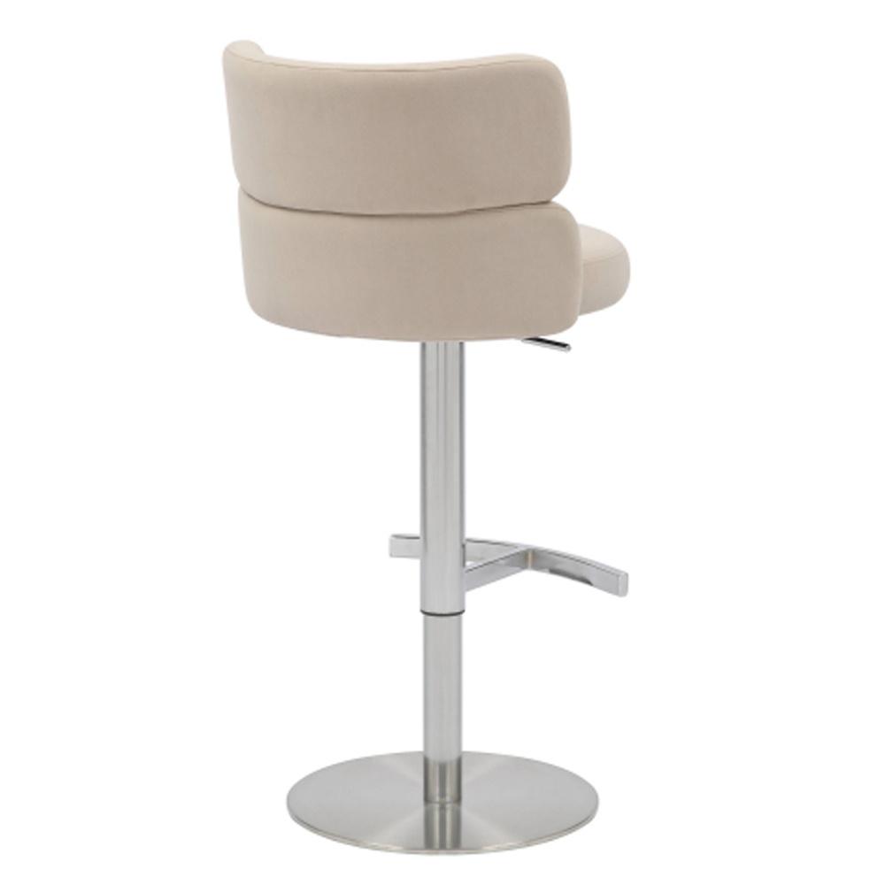 Melrose Cream Velvet Bar Stools with Chrome Base in Pair