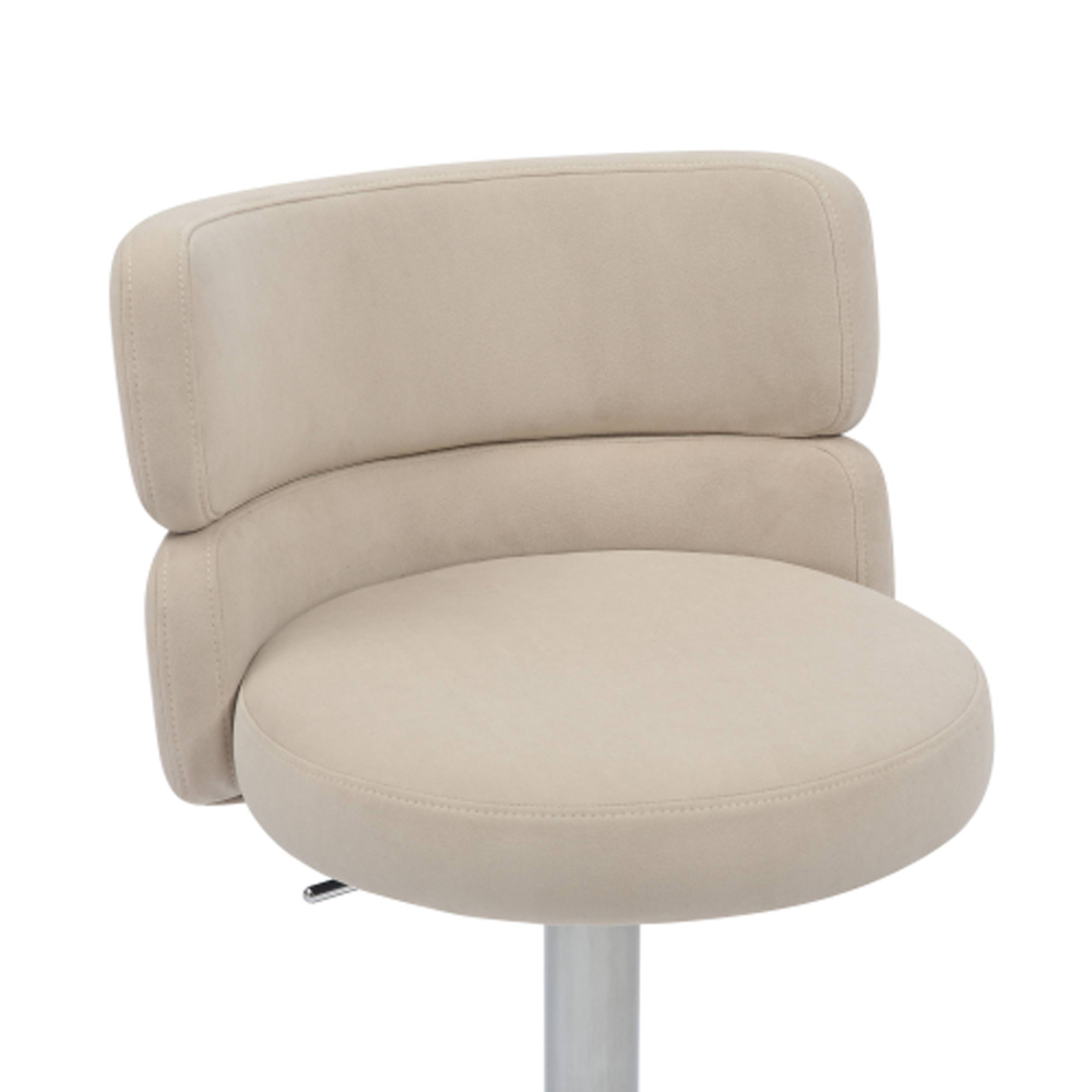 Melrose Cream Velvet Bar Stools with Chrome Base in Pair