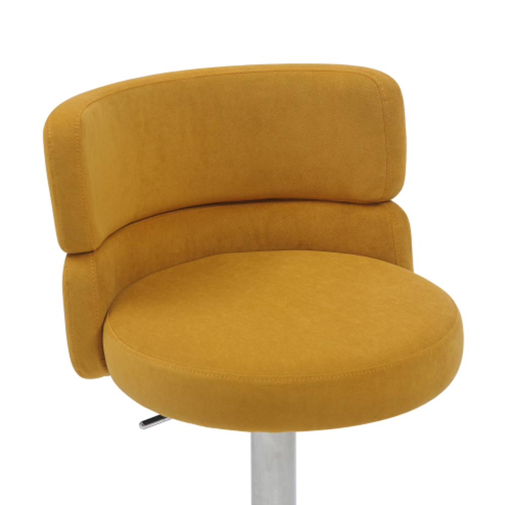 Melrose Mustard Velvet Bar Stools with Chrome Base in Pair