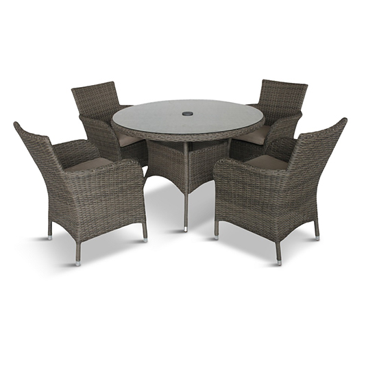 Meltan 4 Seater Dining Set With 2.2M Parasol In Oak_3