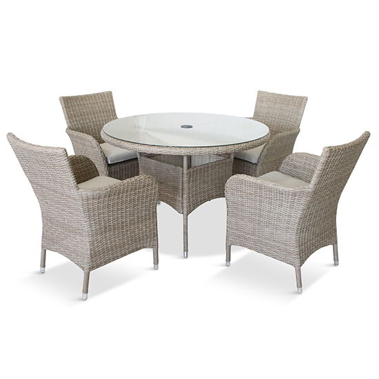 Meltan 4 Seater Dining Set With 2.2M Parasol In Sand_2