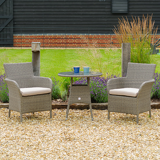 Meltan Outdoor Bistro Set With 2 Chairs In Oak