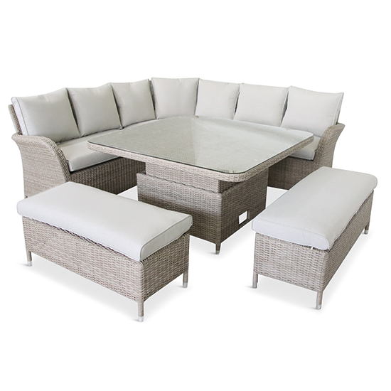 Meltan Large Dining Set In With Adjustable Table In Sand_3