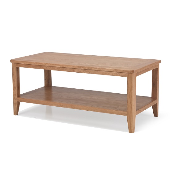 Read more about Melton wooden coffee table in natural oak with undershelf