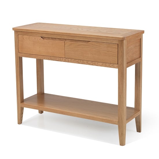 Melton Wooden Console Table In Natural Oak With 2 Drawers