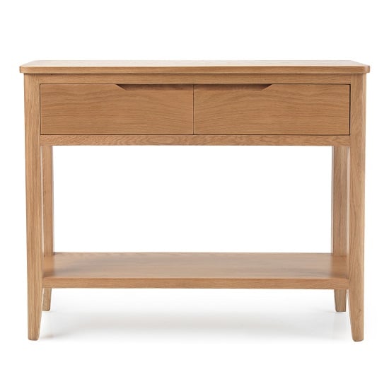 Melton Wooden Console Table In Natural Oak With 2 Drawers_3