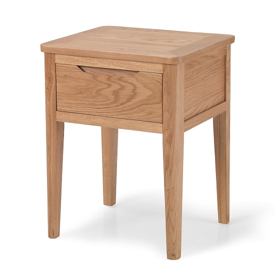 Melton Wooden Lamp Table In Natural Oak With 1 Drawer thumbnail