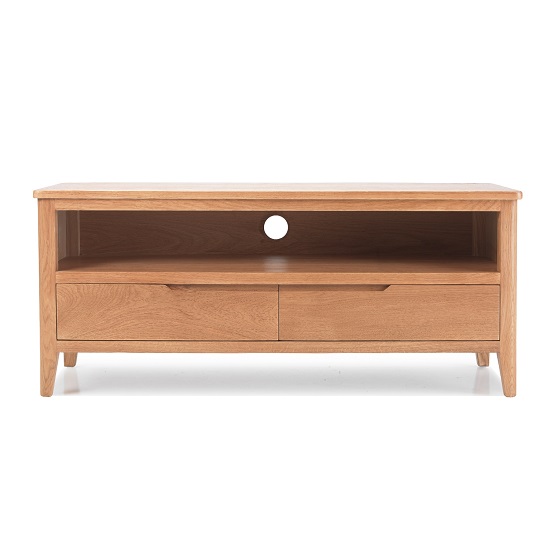 Melton Wooden TV Stand In Natural Oak With 2 Drawers_3