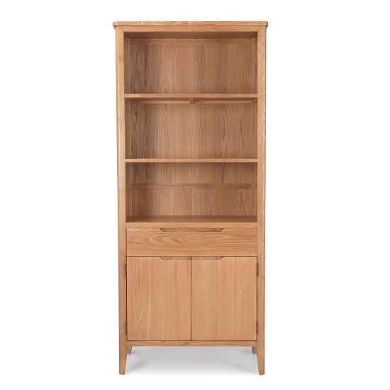 Melton Wooden Bookcase Wide In Natural Oak With 2 Doors_3
