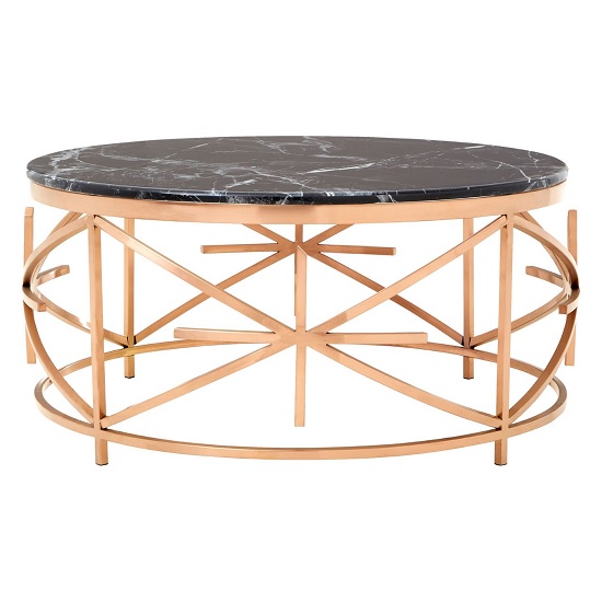 Alvara Marble Coffee Table In Black With Rose Gold Frame_1