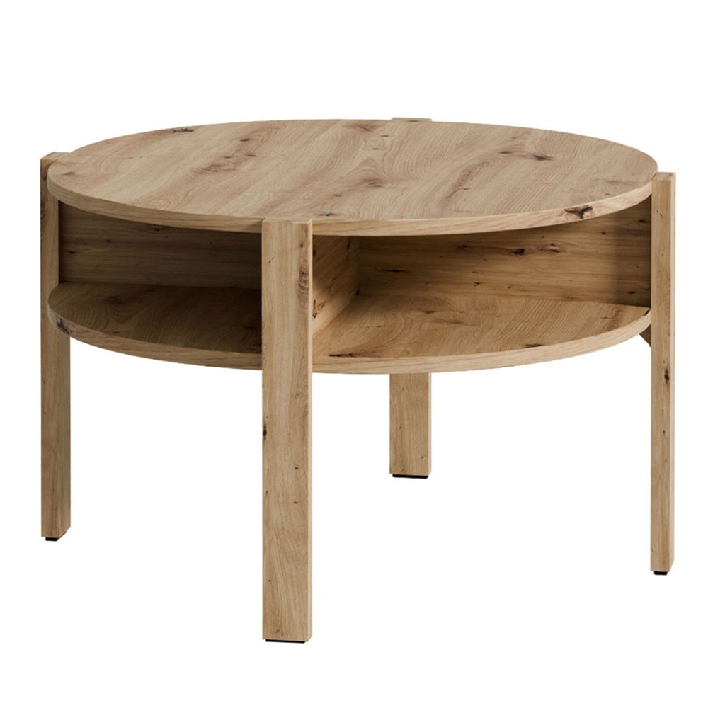 Melzio Round Wooden Coffee Table in Artisan Oak